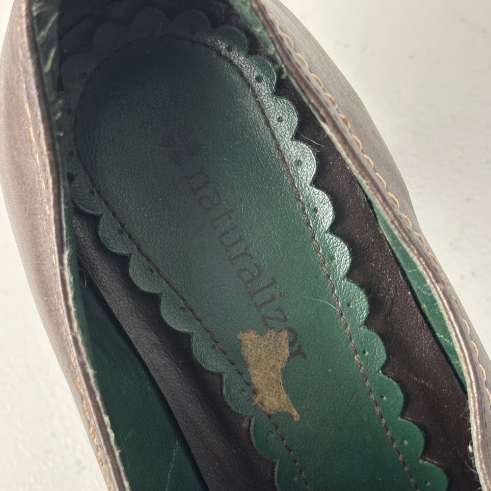 Vtg Naturalizer Brown Leather Oxford Heels 9.5 Academia Edwardian CottageCore - Picture 8 of 14